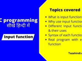 What is input function is C programming in Hindi