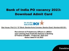 Bank of India PO vacancy 2023 Download Admit Card