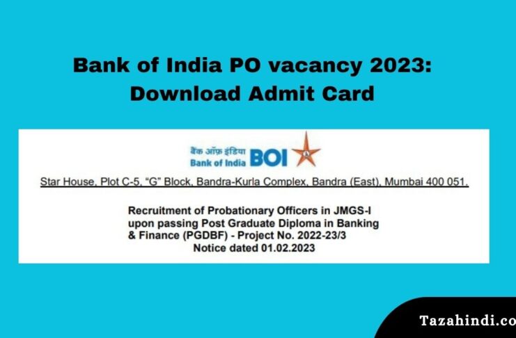 Bank of India PO vacancy 2023 Download Admit Card